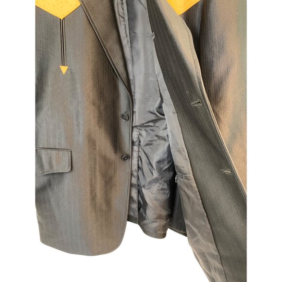 Mens Western Style Black Blazer Jacket Faux Ostrich Accent Mexico 46R RX10641 - Picture 4 of 11